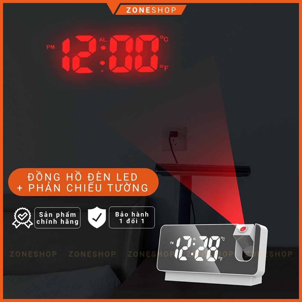 Đồng hồ báo thức LED để bàn ZONEHOUSE, phản chiếu đèn led trên tường, đo nhiệt độ, đa chức năng