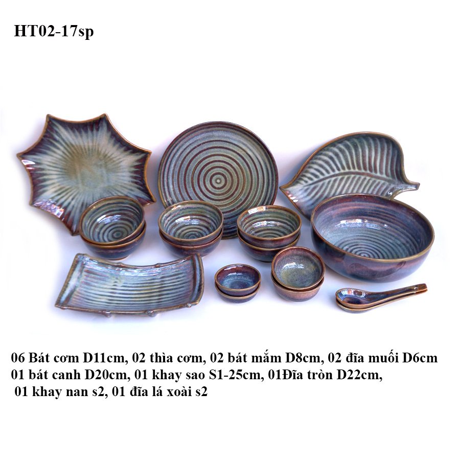 Bộ đồ ăn SANG CHẢNH-ĐẸP-SANG TRỌNG – Bát, đĩa Hồng Tuyết – Men Hỏa biến cao cấp –gia oanh authentic bat trang
