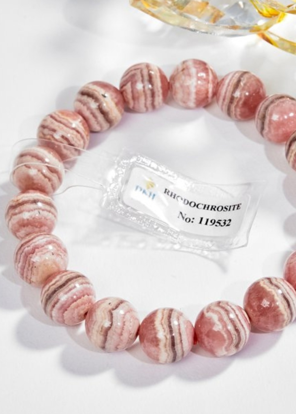 Vòng Đá Đào Hoa Rhodochrosite 10MM Kèm Giấy Kiểm Định