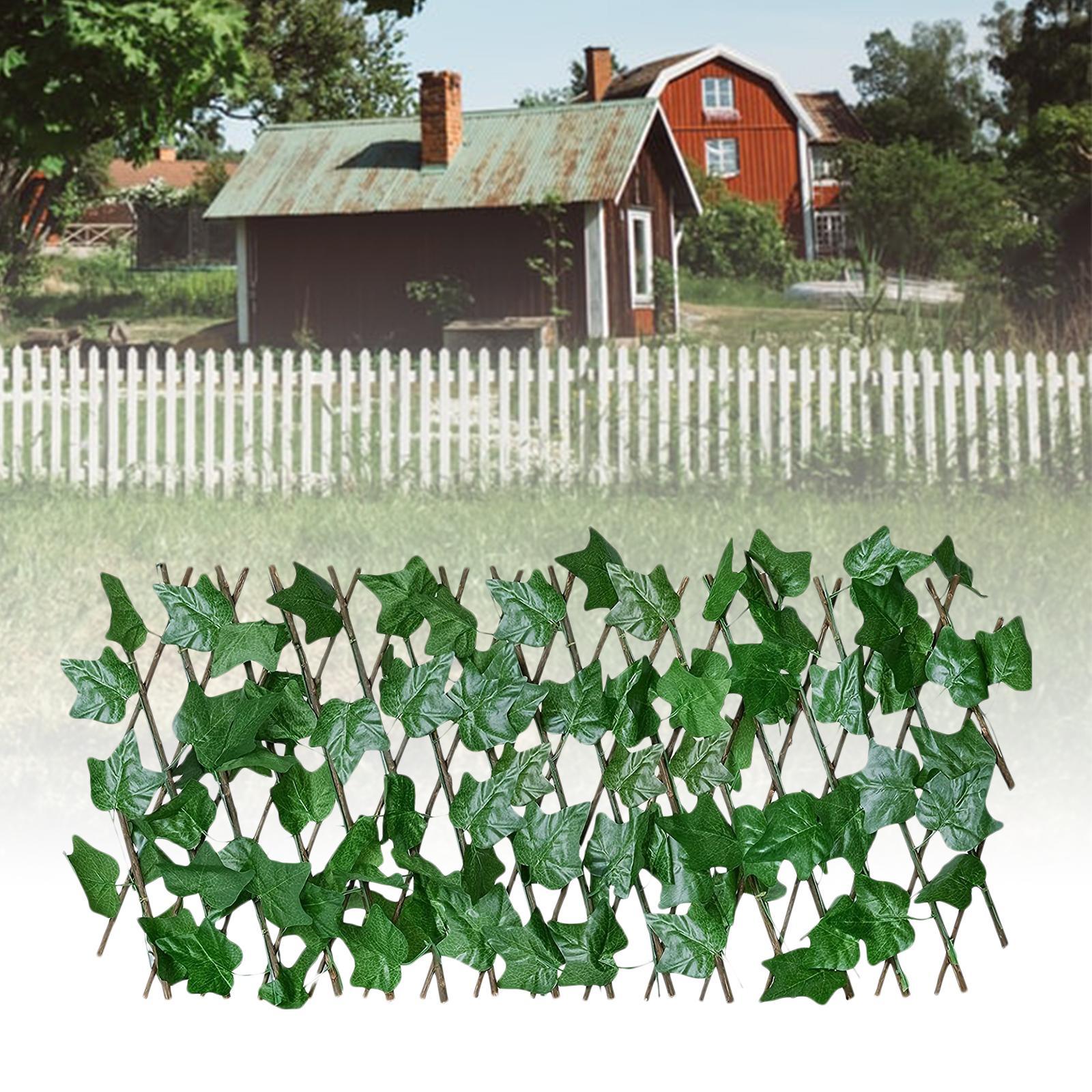 Artificial Faux Privacy Fence, Faux Ivy Fencing Panel, Artificial Hedges Expandable/Stretchable Artificial Leaf Ivy Privacy Fence for Backyard