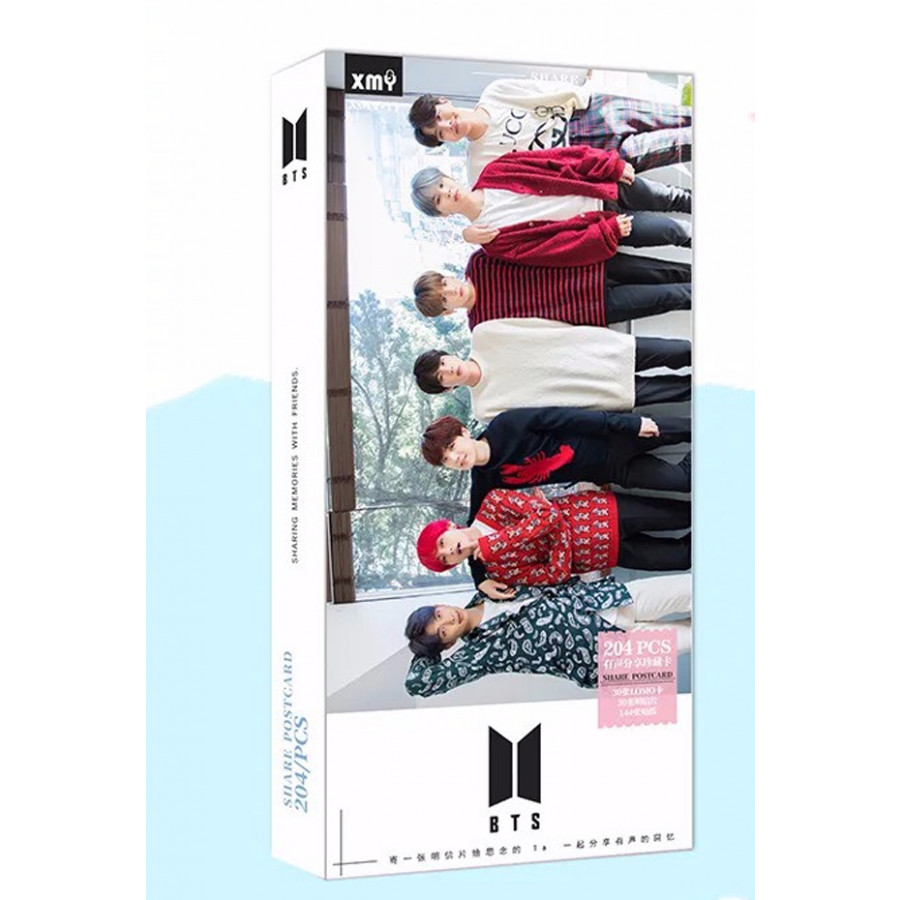 Hộp ảnh Postcard bts 204 ảnh áo đỏ thiết kế độc đáo