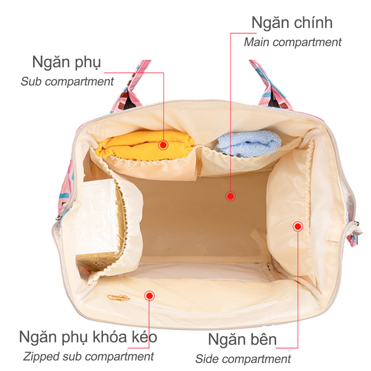 Balo Bỉm Sữa Đựng Đồ Mẹ Bé mẫu mới BL12, Hàng Cao Cấp