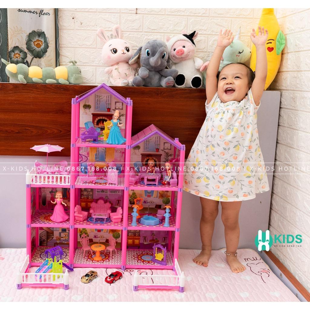 Đồ Chơi Lắp Ráp Ngôi Nhà Búp Bê - Biệt Thự Barbie nhiều tầng Kích thước Lớn Dễ Thương cho bé gái