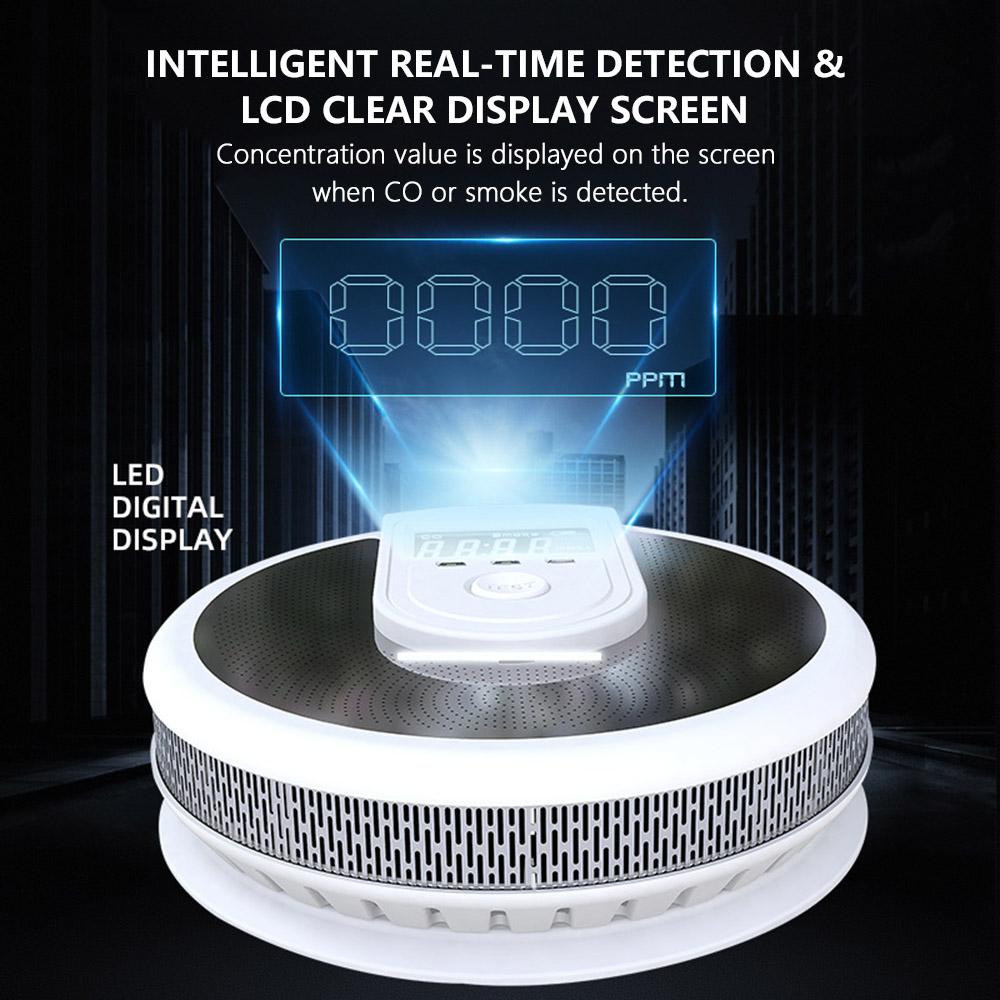 Máy Phát Hiện Khói Carbon Monoxide Kết Hợp Máy Dò Khói Co Hoạt Động Với Màn Hình Lcd Cảnh Báo Bằng Giọng Nói Của Con Người