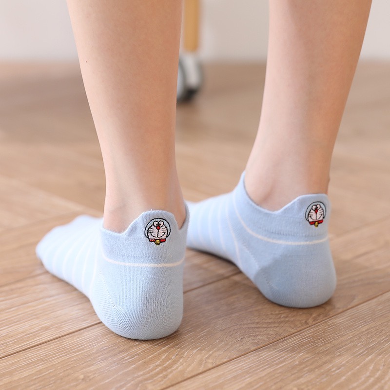 Combo 5 Đôi Tất Cổ Ngắn Thun Cotton Mềm Mại Họa Tiết Doraemon Tinh Nghịch Phong Cách Xanh Trẻ Trung TN80