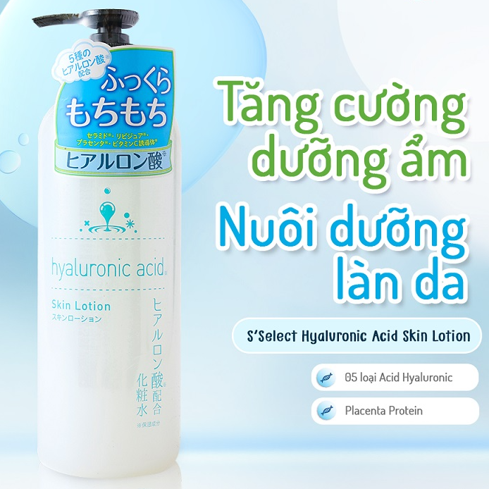 Nước Dưỡng Da Lotion Chiết Xuất Acid hyaluronic S Select Cấp Ẩm Toàn Diện Nhật Bản 500ml