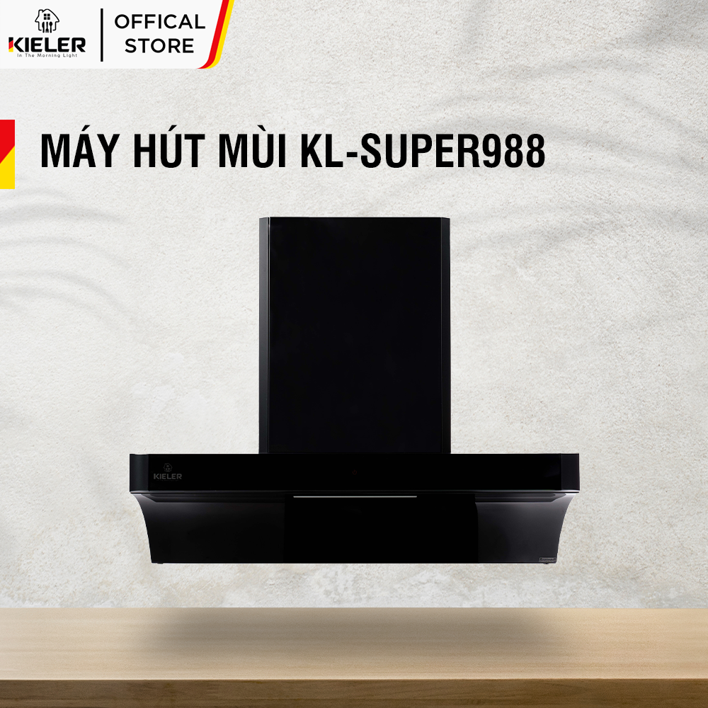 Máy hút mùi KIELER KL-SUPER988 kính Tempered cong kết hợp Inox hiện đại, công suất hút cao, hoạt động êm dịu - Hàng Chính Hãng