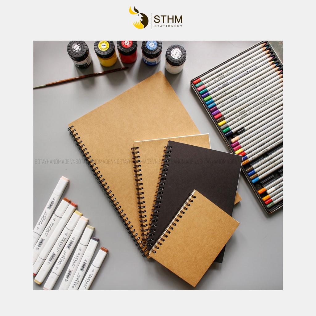 Sổ tay vẽ chì - Sketchbook - Giấy kem trơn 130gsm - Sổ tay Handmade - 100 trang