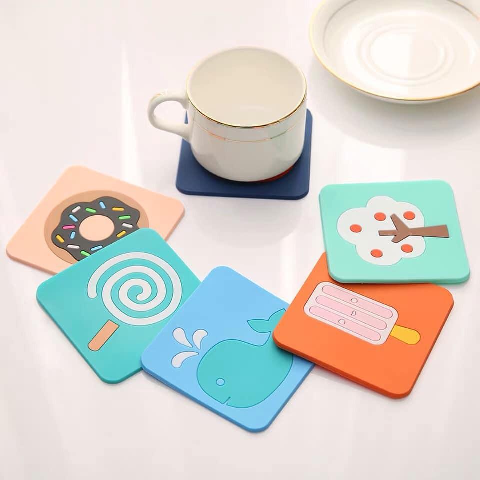 Tấm lót nồi lót cốc silicon hoạt hình siêu cute