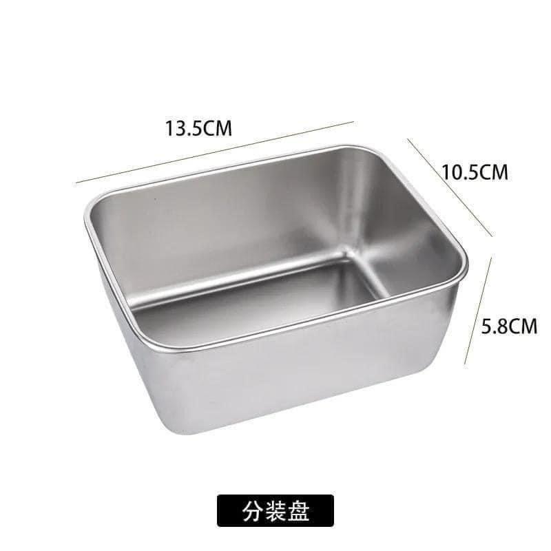 Hộp đựng thực phẩm tủ lạnh combo 5 hộp inox kèm nắp đậy nhựa size 13,5 x 5.8 x 10,5cm