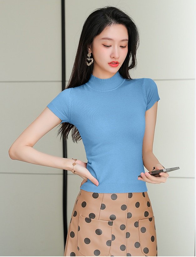 Áo len nữ, áo len cổ cao ngắn tay nữ Al28