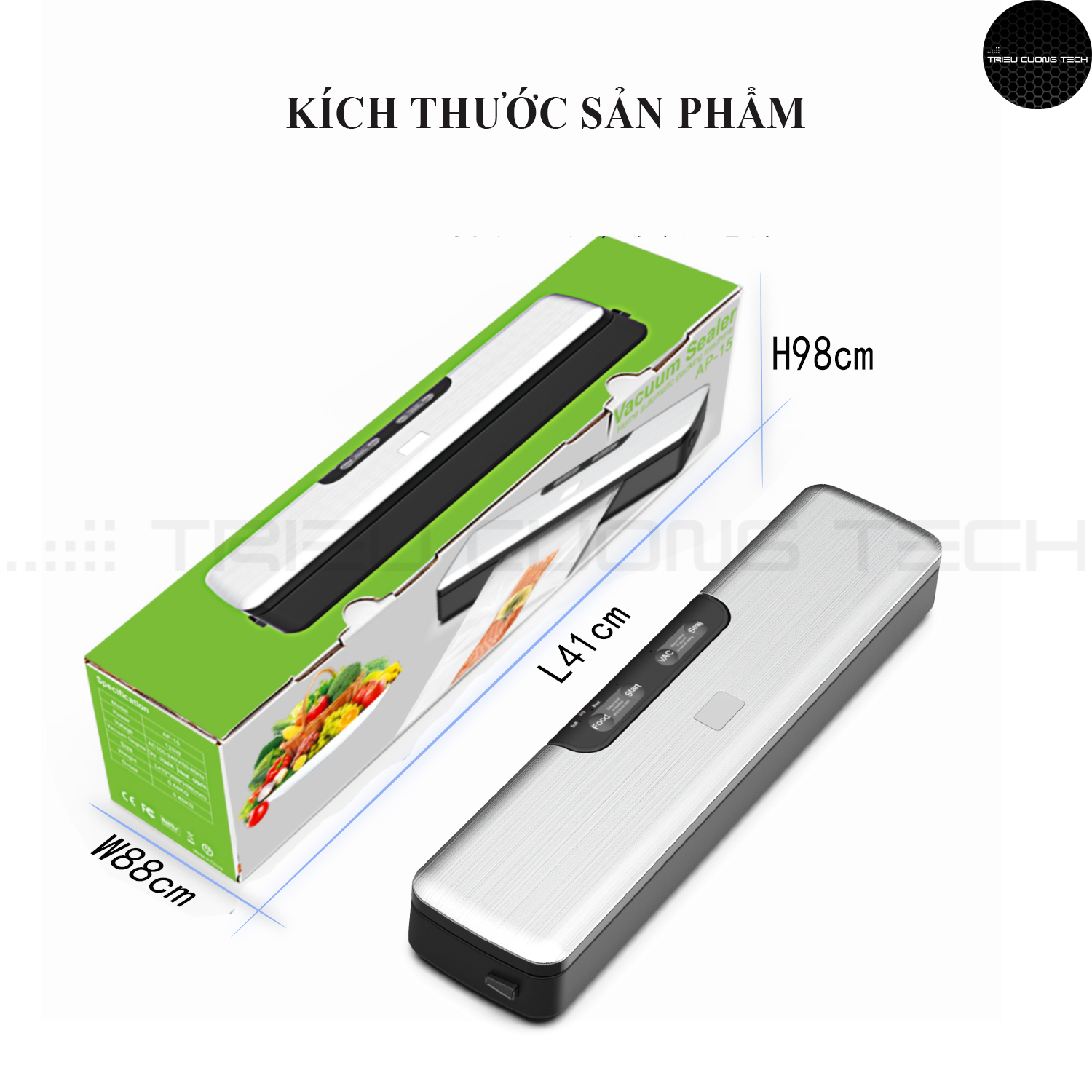 Máy Hút Chân Không Thực Phẩm Vacumm Sealer Đa Năng Hàn Miệng Túi Cao Cấp – Chế Độ Hút Khô, Ướt &amp; Thủ Công Cho Rau Củ Quả, Hạt, Thịt Tùy Chọn. TCT-AP15.  Hàng Chính Hãng