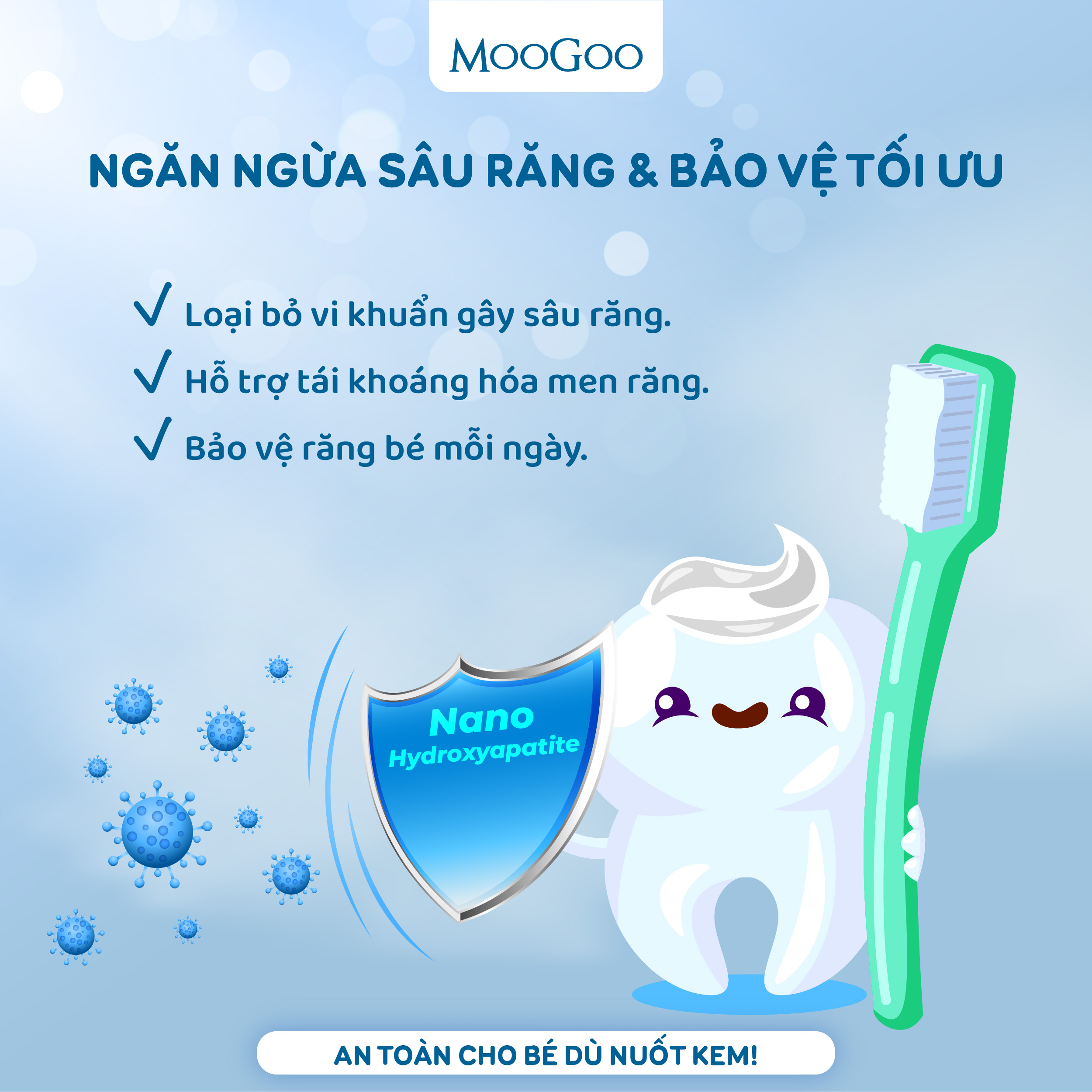 Kem đánh răng cho bé MooGoo thuần chay hương bạc hà100g