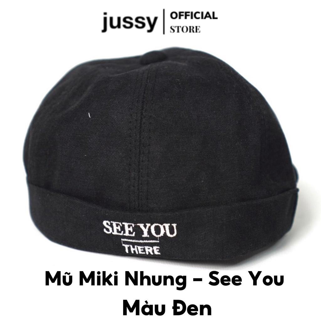 Mũ Miki Hat See You There Jussy Fashion Chất Vải Nhung Mịn Kiểu Mũ Nồi Thủy Thủ Có Khóa Da Tăng Giảm Sành Điệu