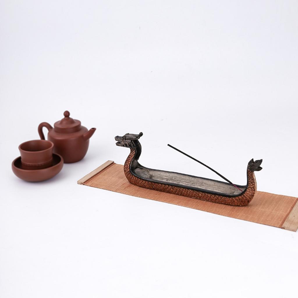 Dragon on Viking Boat Ornament Incense Burner Resin Incense Stick Holder