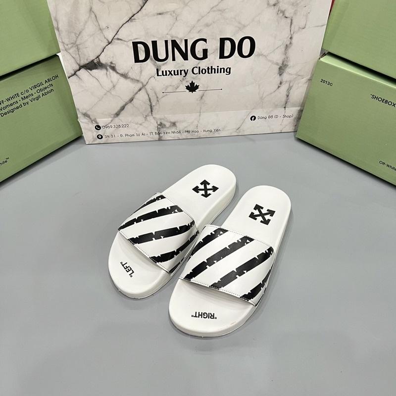 Dép lê Off white quai da đế sần - Dép nam Off có hộp kèm