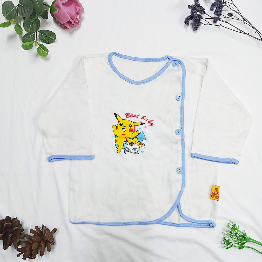 Combo 5 áo Dài Tay Cài nút xéo chất vải 100% cotton mềm mịn cho bé sơ sinh CCADT_SUNBABY