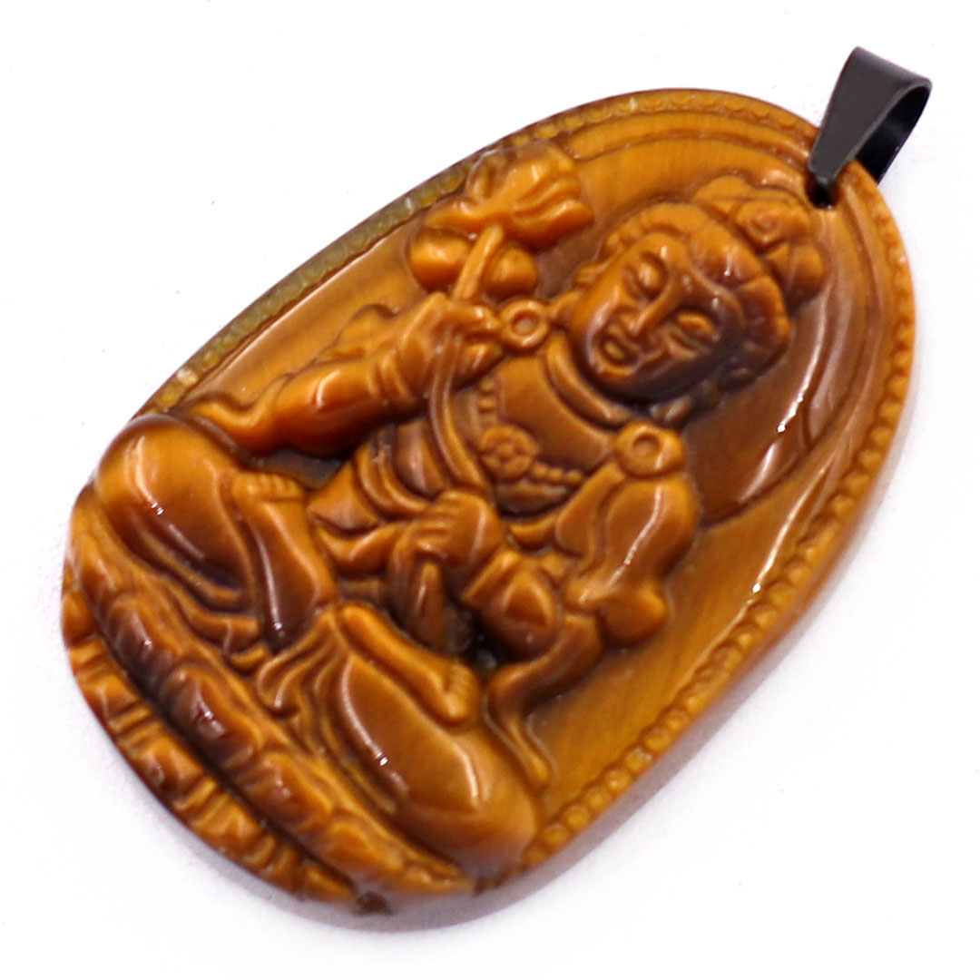 [Tuổi Ngọ] Mặt Dây Chuyền Phật Đại Thế Chí Bồ Tát Đá Mắt Hổ Size Nhỏ 3.6cm &amp; Size Lớn 5cm - Tặng Kèm Móc Inox - Phong Thủy 868 - May Mắn - Bình An