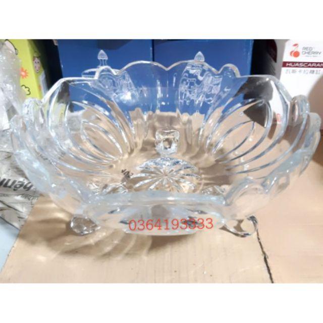 Bát thủy tinh thả hoa 24cm 3 chân