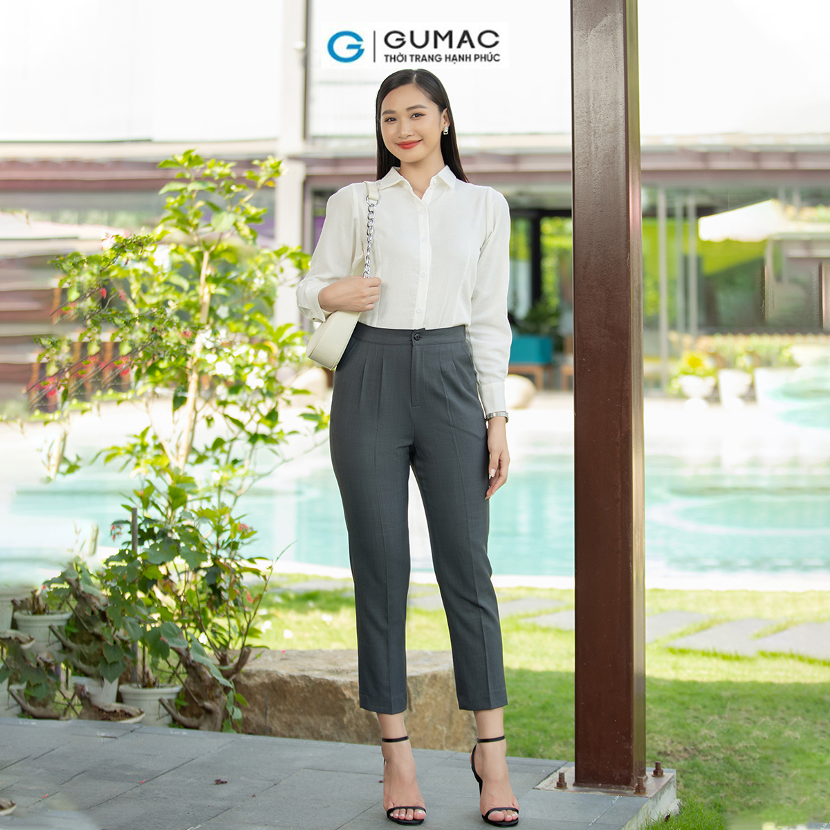 Quần tây nữ ống đứng xếp ly tôn dáng thanh lịch thời trang GUMAC QD07036
