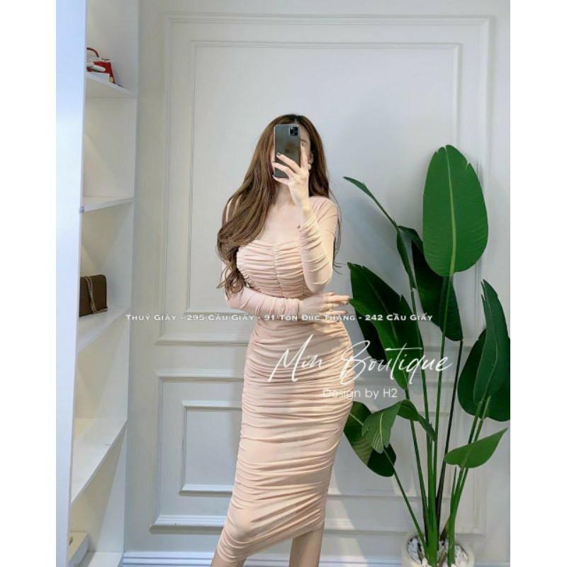 VÁY DÚM MAXI 2 LỚP ĐEN/BE CHẤT LƯỚI