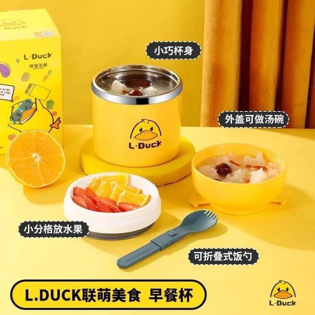 Bình ủ cháo con vịt vàng cho bé ruột inox 304 cao cấp - Ca giữ nhiệt đồ ăn cho trẻ dung tích 500ml