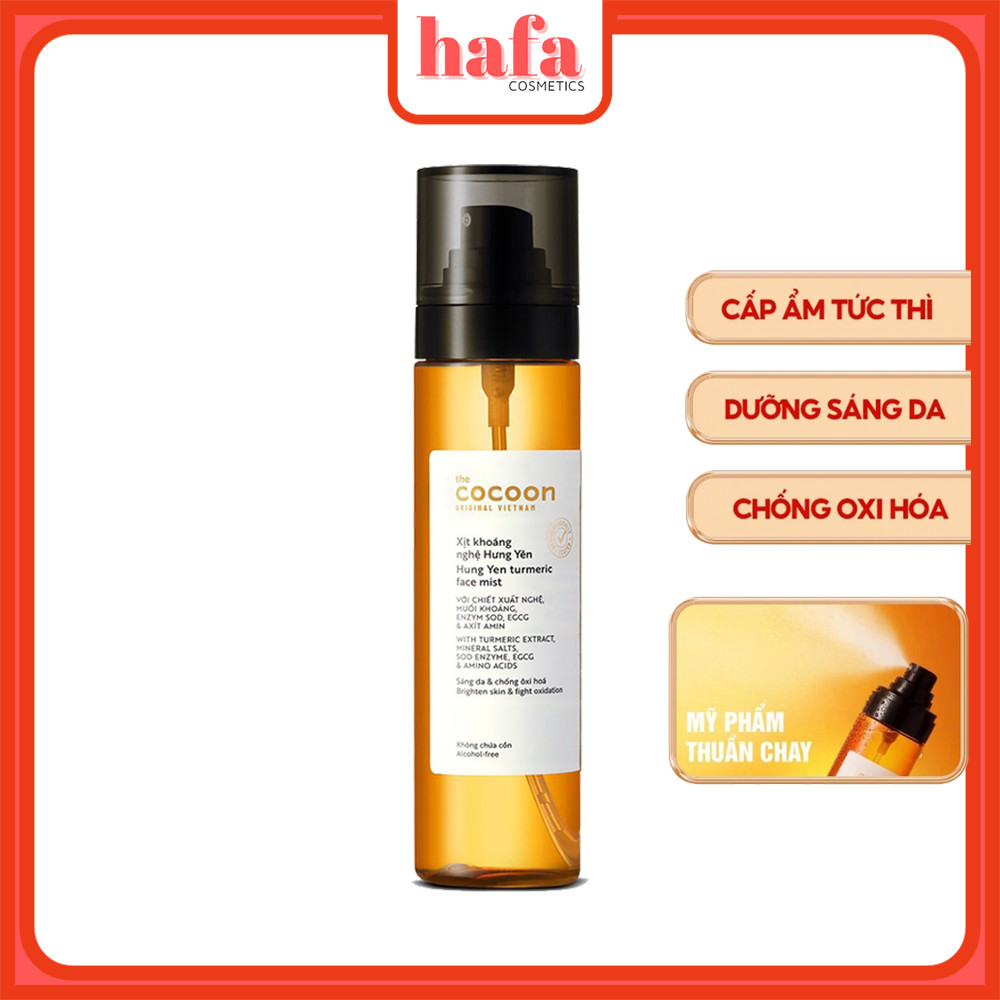 Xịt khoáng nghệ Hưng Yên Cocoon giúp sáng da và ngăn ngừa oxy hóa 130ml Turmeric Face Mist