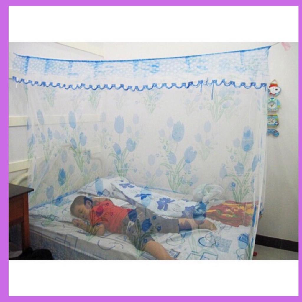 Màn dây tuyn hoa | Màn thủ đô 10/10 cao 2M mùng chân cao không cửa(size1m2-1m6-1m8-2mx2m2