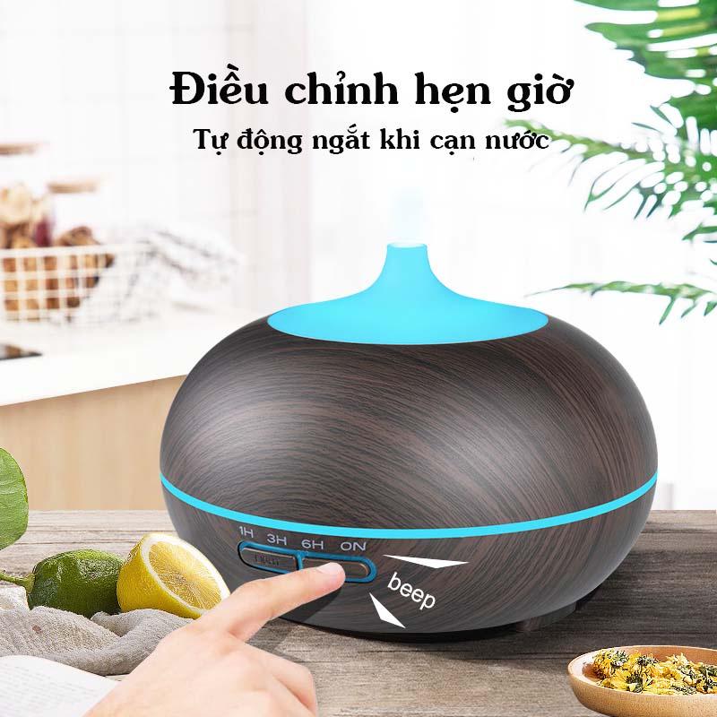 Máy xông tinh dầu phòng ngủ 550ml Hình Quả BÍ NGÔ kèm Remote Điều Khiển Từ Xa