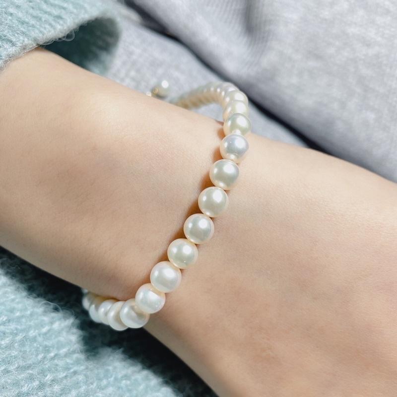 Vòng Tay Hạt Ngọc Trai Nước Ngọt 6 Ly Tròn Dễ Thương - Trường Thịnh Ngọc Trai