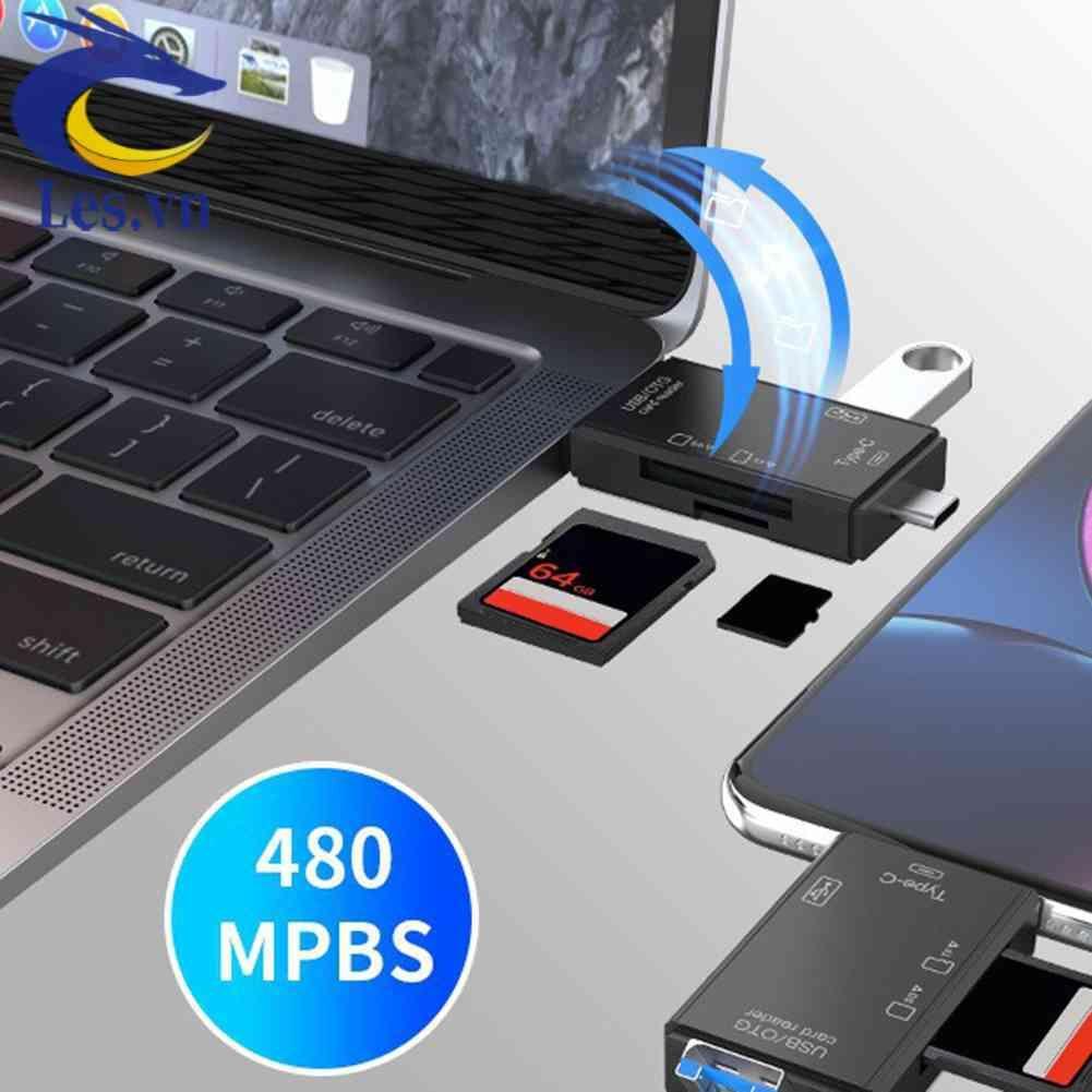 Đầu Đọc Thẻ Nhớ 6 Trong 1 OTG USB 3.0 Type-C