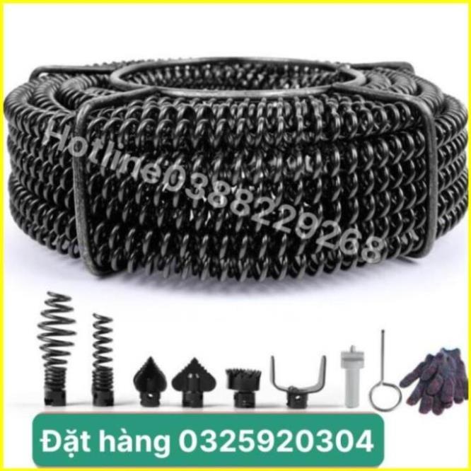 Dây thông cống 6m dùng máy khoan dài 6m dây phi 16, 6 đầu thông và 1 tay quay ,dây thông tắc ,dây lò xo, thông bồn cầu