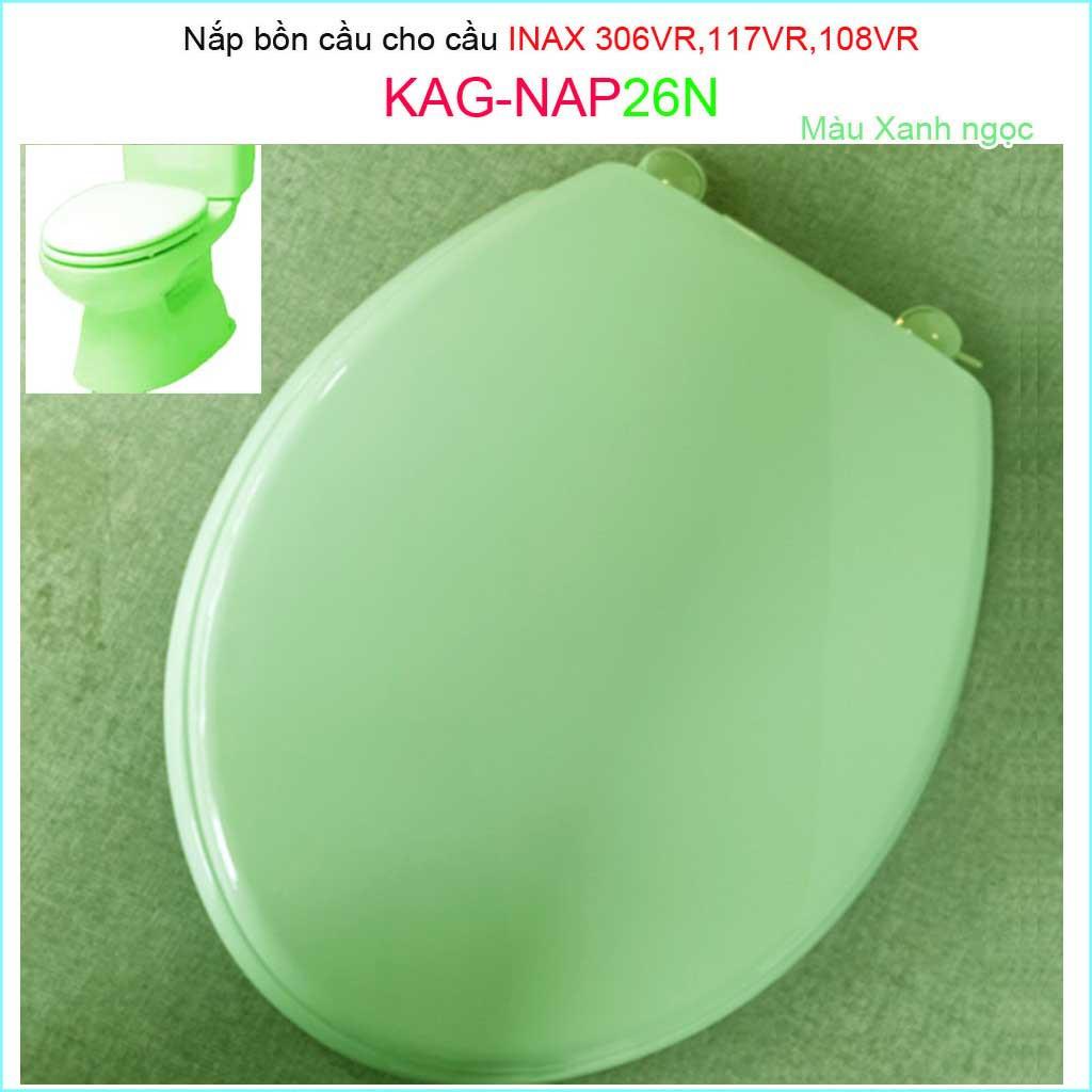 Nắp đậy bồn cầu Inax KAG-NAP26N cho C117, C306, C108, nắp bồn cầu 2 khối nhựa XANH NGỌC dày bóng đẹp