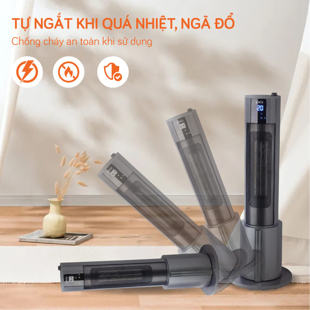 Máy sưởi gốm làm ấm không gian UNIE UE-129 công suất 2200W - Hàng chính hãng