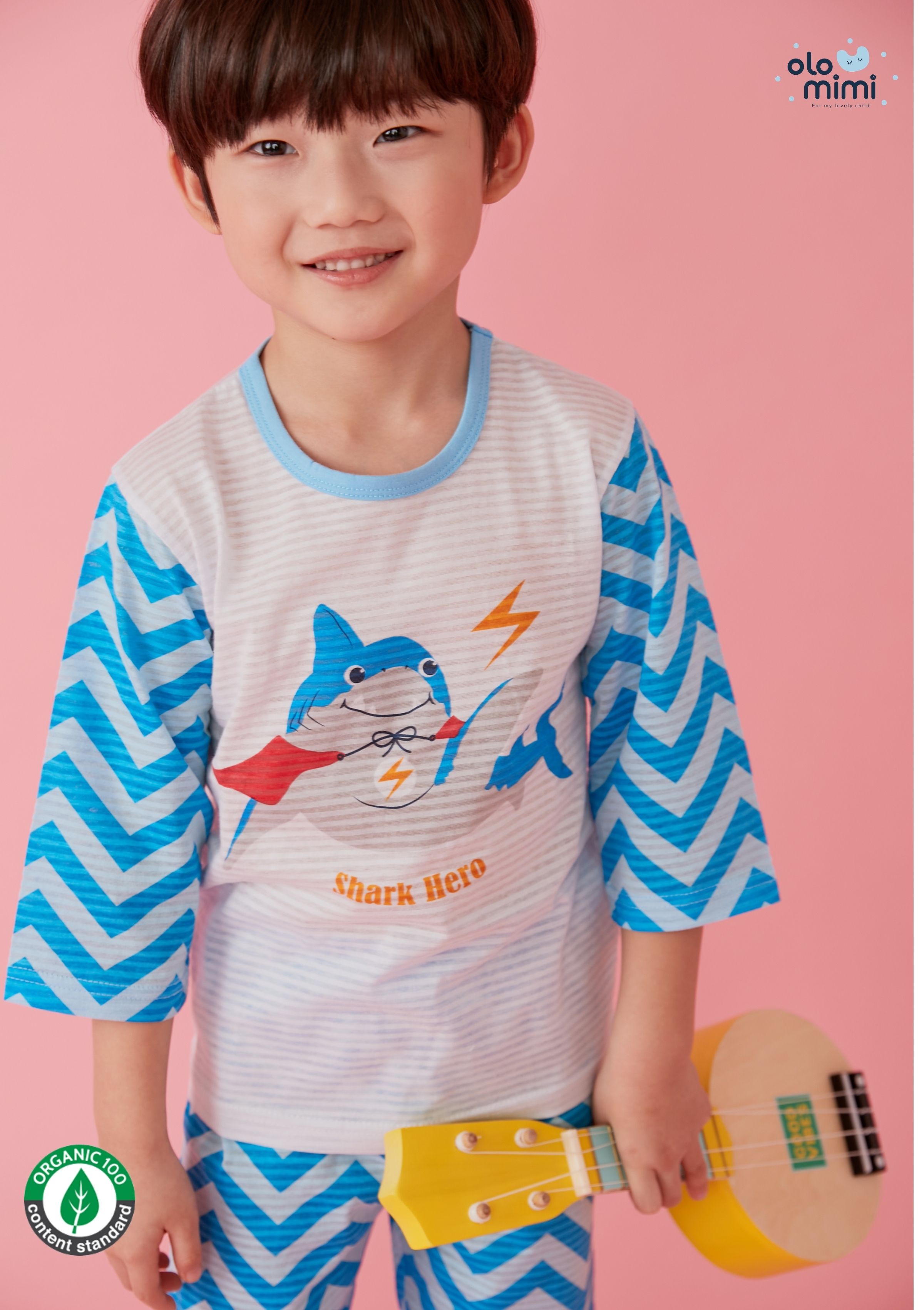 Bộ lửng Olomimi Hàn Quốc SS21 Shark Hero - 100% cotton organic