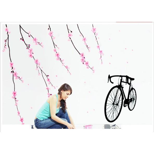 Decal trang trí Rèm dây hoa hồng Xe Đạp A.H