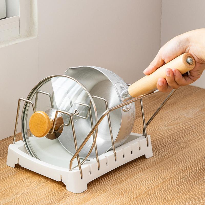 Nhà Bếp Nhà Tổ Chức Nắp Nồi Giá Thép Không Gỉ Nồi Nắp Nồi Kệ Nấu Món Ăn Giá Chảo Bao Da Đứng Phụ Kiện Nhà Bếp
