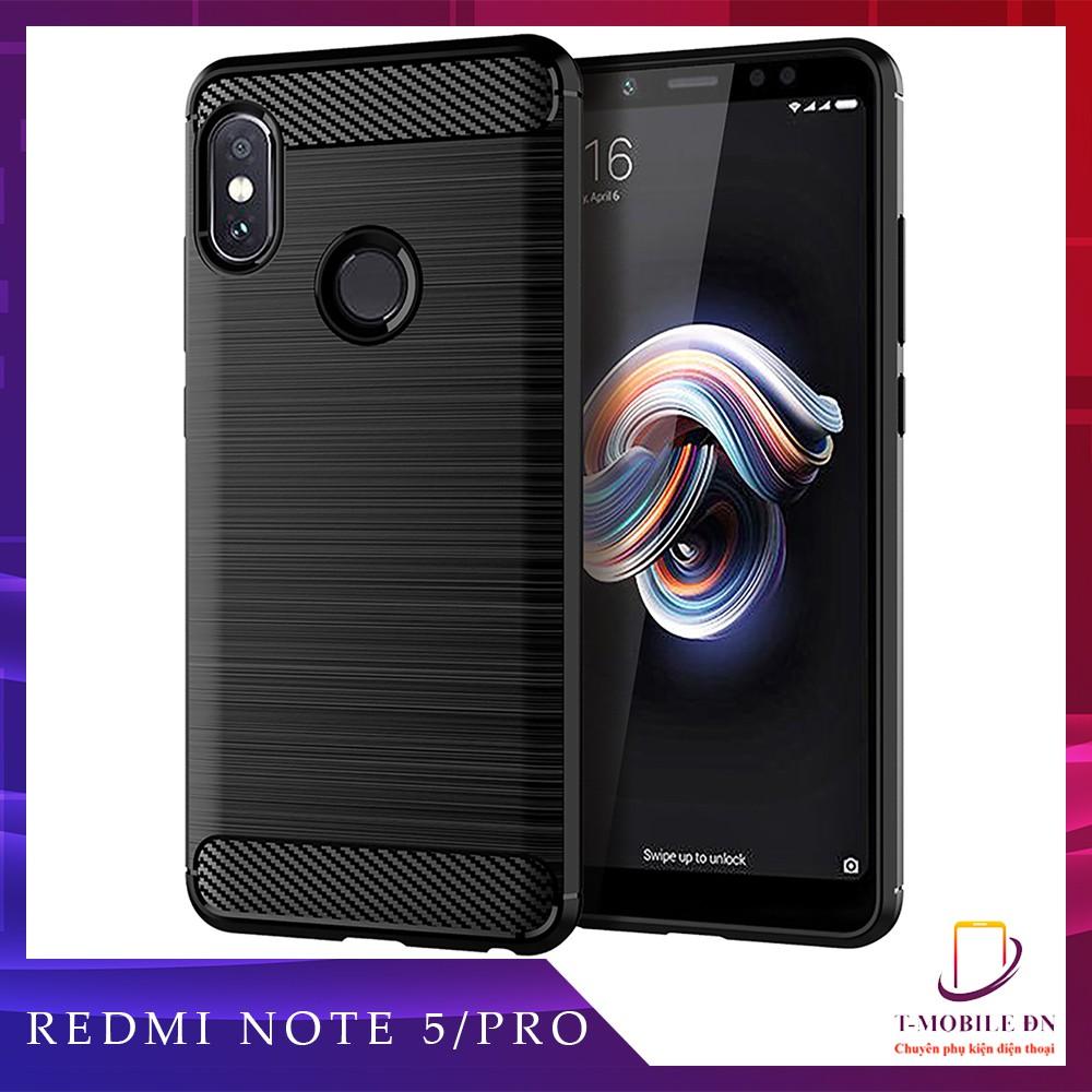 Ốp lưng cho Xiaomi Redmi Note 5 Pro dẻo Carbon phay xước chống sốc chống vân tay
