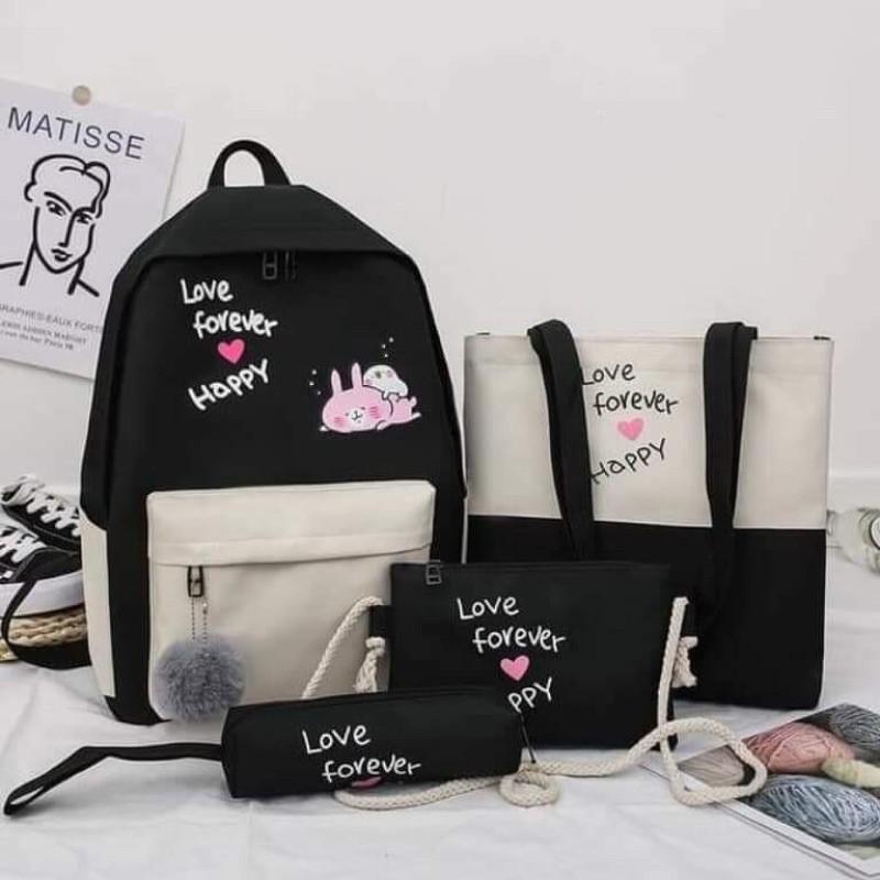 Set Balo 4 Món Love Forever BALO THỜI TRANG NAM NỮ TO Ulzzang
