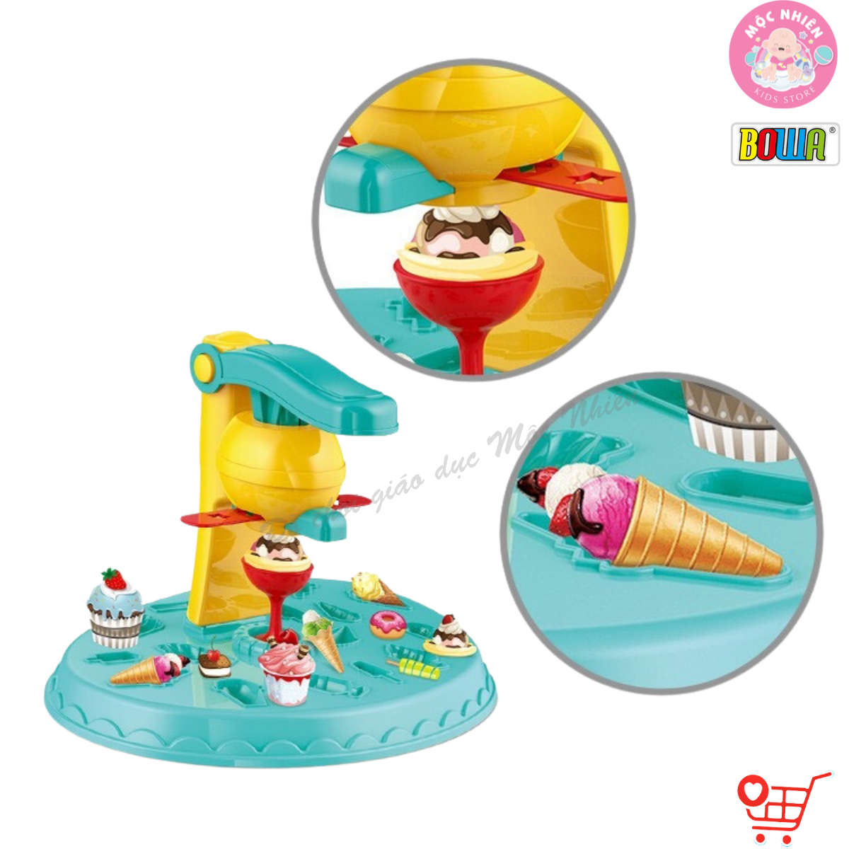 Bộ Đồ Chơi Đất Sét 21 Chi Tiết Chủ Đề Máy Làm Kem - Ice Cream Maker Color Dough Set Bowa 8739