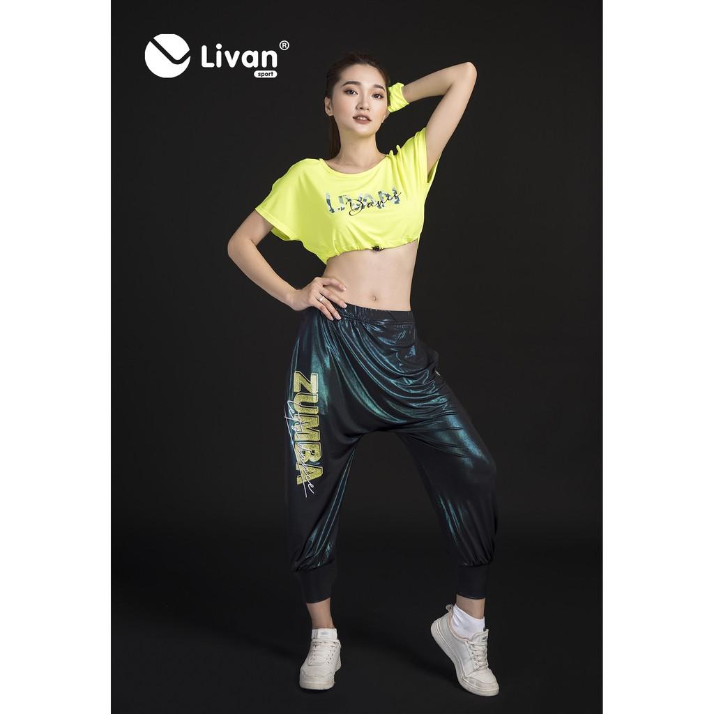 Quần Nhảy Zumba Nữ LIVAN SPORT Ánh Xanh Tím Lấp Lánh