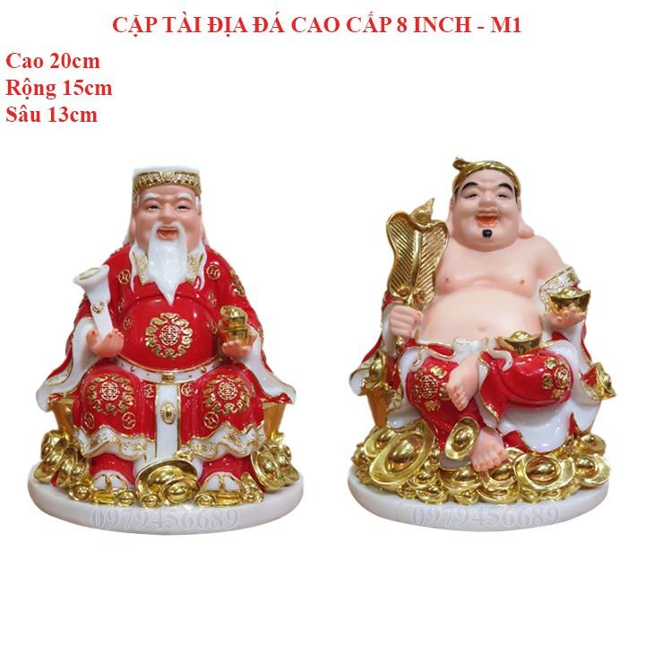 Cặp tượng thần tài ông địa đá cao cấp 8 inch - M1