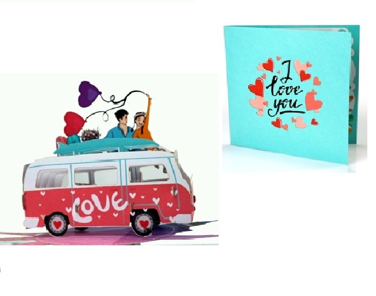 Thiệp 3D Pop Up Xe Tình Yêu – Thiệp Tỏ Tình, Thiệp Valentine, Thiệp Lãng Mạn Độc Đáo, L06