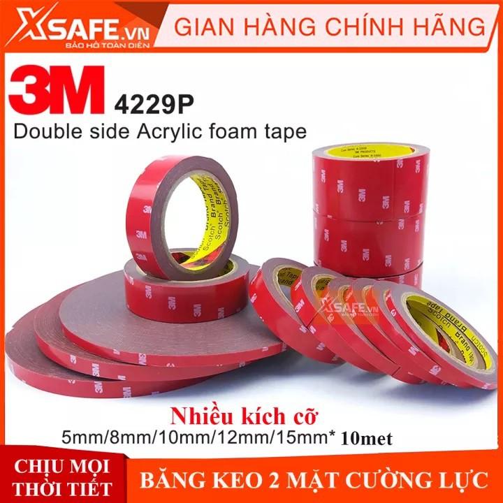 Băng Keo 2 Mặt Cường Lực 3M 4229P Dài 10M Băng Keo Siêu Dính Chịu Nước, Nhiệt Dán Được Trên Nhiều Loại Chất Liệu - Xsafe - 12Mm X 10M