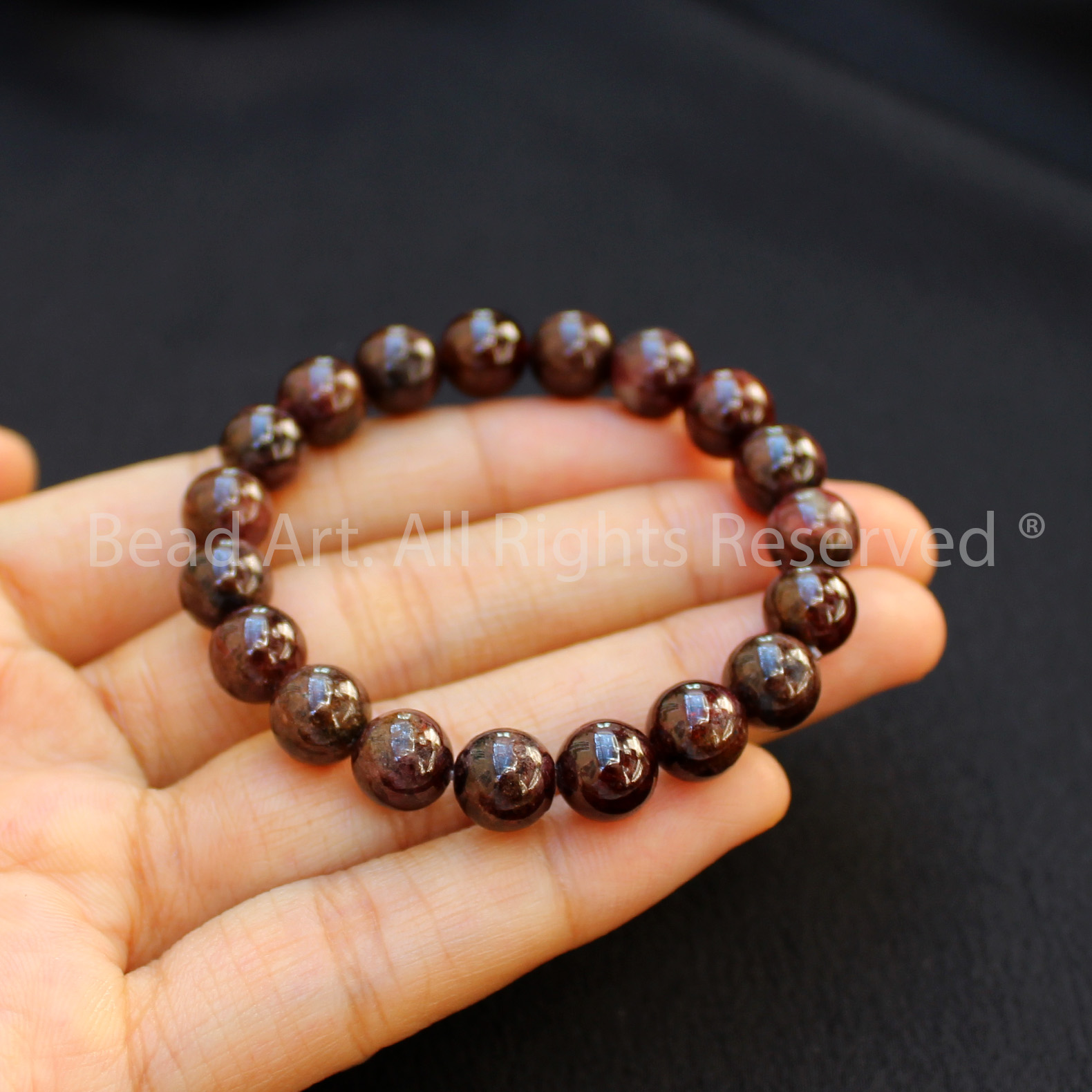 Vòng Tay 8MM Đá Garnet, Ngọc Hồng Lựu Tự Nhiên Loại B, Vòng Tay Phong Thuỷ, Chuỗi Hạt, Mệnh Hoả, Thổ - Bead Art