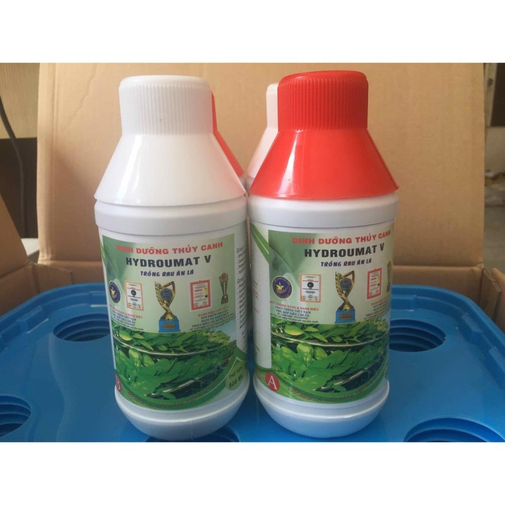 Dung dịch thủy canh HYDROUMAT V cho rau ăn Lá gồm Part A và Part B dinh dưỡng thủy canh 500ml