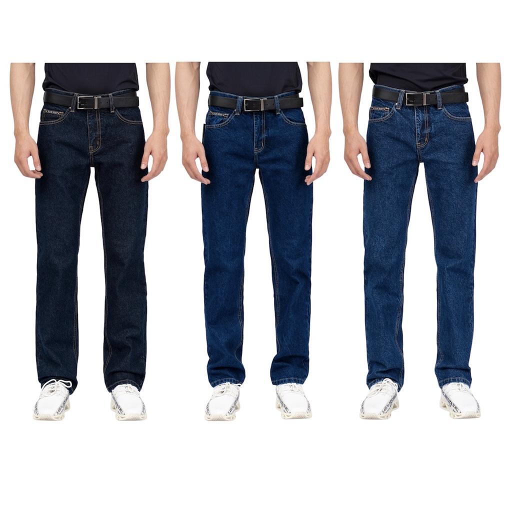 Quần Jean Nam Ống Suông Trung Niên Jeans Cơ Bản Chất Bò Trơn Cotton Cao Cấp