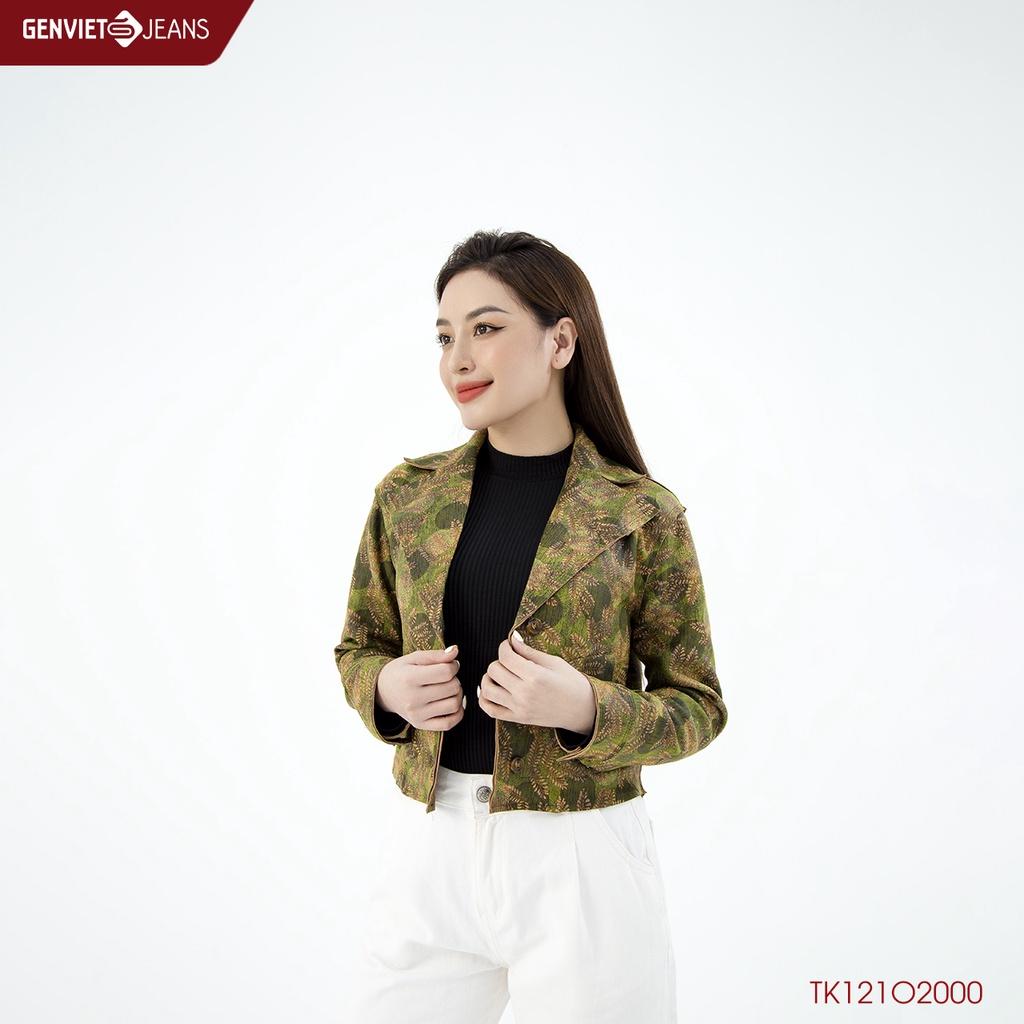 Áo Khoác Nữ Da Lộn Họa Tiết GENVIET TK121O2000