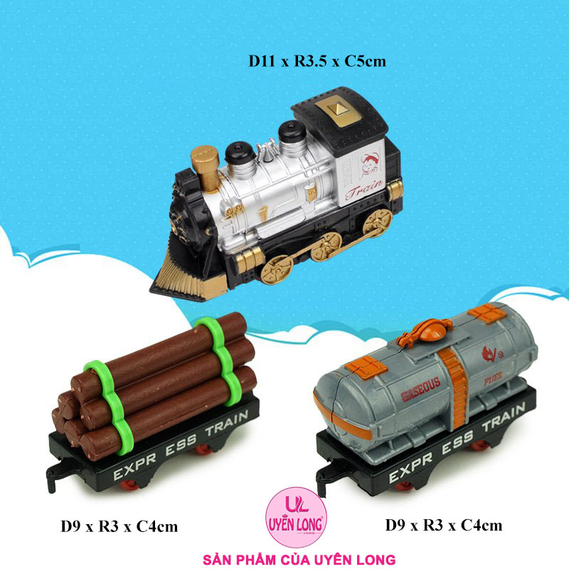 Bộ Đồ Chơi Tàu Hỏa 3 Toa Classic Train 233A-2 Gồm 1 Toa Kéo Và 2 Toa Phụ,Chạy PIN, Đường Ray To, Dễ Chơi, Dễ Lắp