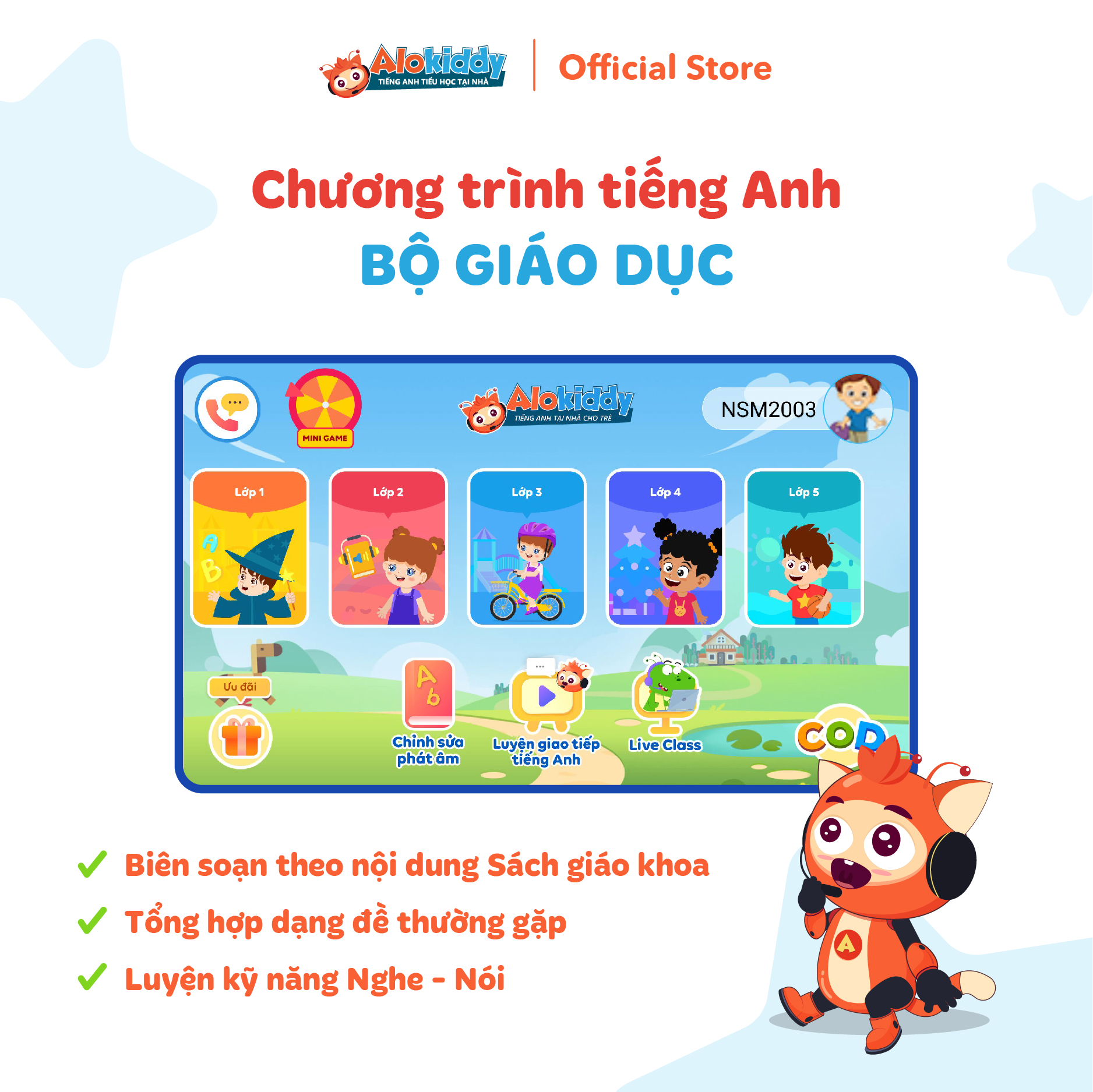 [Gói 9 năm] Combo ALOSTAR và ALOKIDDY Tiếng Anh - Gói học tiếng Anh online trên app dành cho trẻ 2-10 tuổi